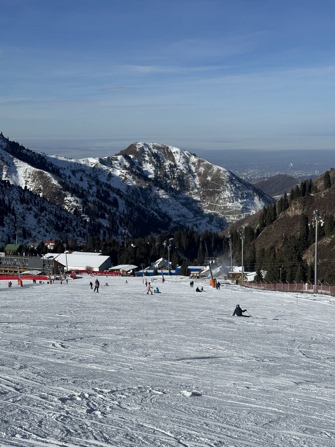 Ski slope in the mountains of Kazakhstan